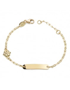 18K PULSERA ESCLAVA ORO AMARILLO MOTIVO FLOR 14CM