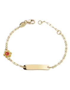 18K PULSERA ESCLAVA ORO AMARILLO SOL ESMALTE 14.5 CM