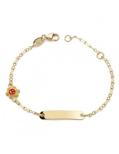 18K PULSERA ESCLAVA ORO AMARILLO SOL ESMALTE 14.5 CM