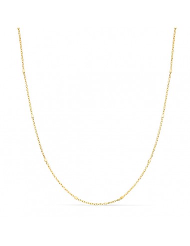 18K CADENA MACIZA ORO AMARILLO COMBINADA FORZADA Y CUBOS. LARGO 45CM ANCHO 1 MM