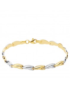 18K PULSERA BICOLOR ESTAMPACION 19CM