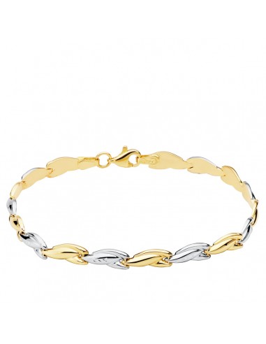 18K PULSERA BICOLOR ESTAMPACION 19CM