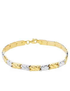18K PULSERA BICOLOR ESTAMPACION 19CM