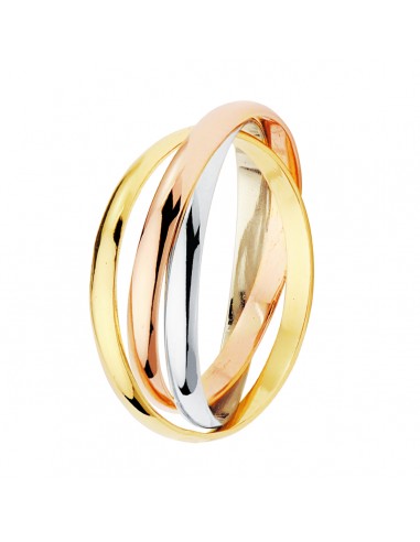 18K ALIANZA TRES AROS ORO TRICOLOR MEDIA CAÑA. ANCHO: 2 MM
