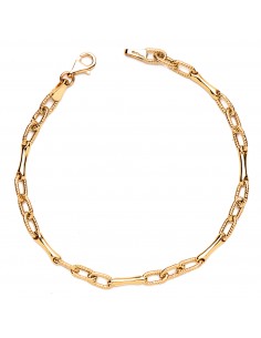 18K PULSERA ORO AMARILLO HUECA ESLABON Y TRAMO ANCHO: 4 MM. LARGO: 19CM