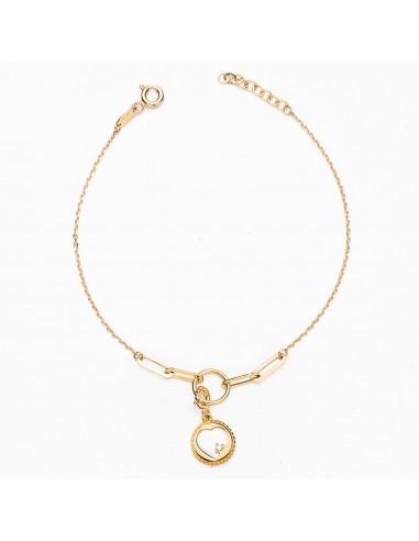 18K PULSERA ORO AMARILLO ESLABON Y CADENA FORZADA MOTIVO CORAZON. LARGO: 19CM