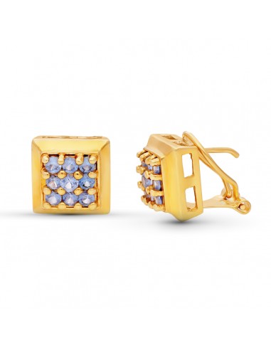 18K PENDIENTES ORO AMARILLO CIRCONITA 10X10 MM CIERRE OMEGA