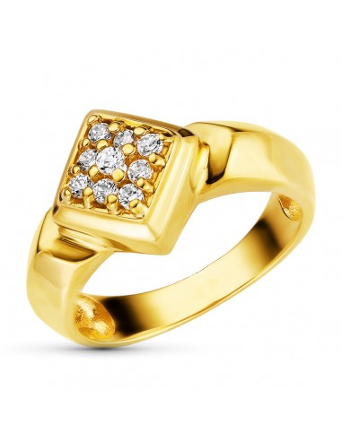 18K SORTIJA ORO AMARILLO MOTIVO ROMBO CON CIRCONITAS. ANCHO: 11 MM