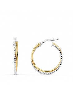 18K AROS DOBLES BICOLOR 24 X 3 MM