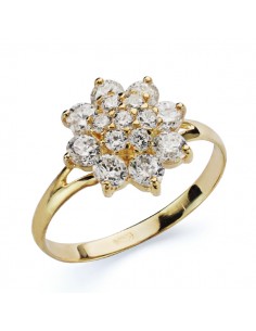 18K SORTIJA ORO AMARILLO CUAJO PIÑA CON CIRCONITAS. ANCHO: 12 MM