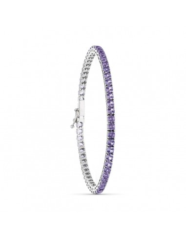 18K PULSERA ORO BLANCO PIEDRAS AMATISTAS 19CM