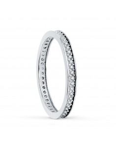18K ALIANZA COMPLETA O ANILLO ORO BLANCO CIRCONITA CLAVADA ANCHO: 2 MM