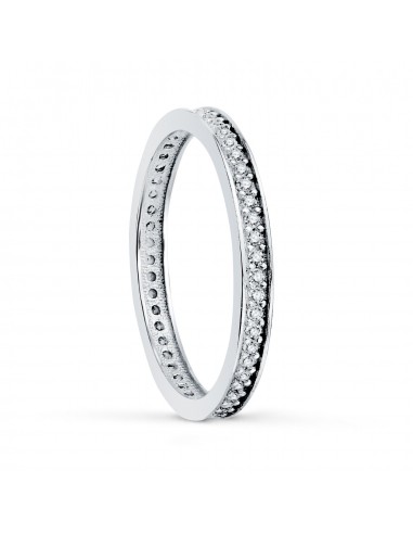 18K ALIANZA COMPLETA O ANILLO ORO BLANCO CIRCONITA CLAVADA ANCHO: 2 MM