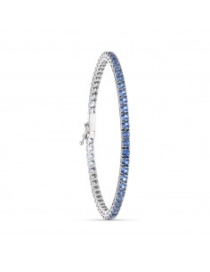 18K PULSERA ORO BLANCO PIEDRAS AZULES 19CM