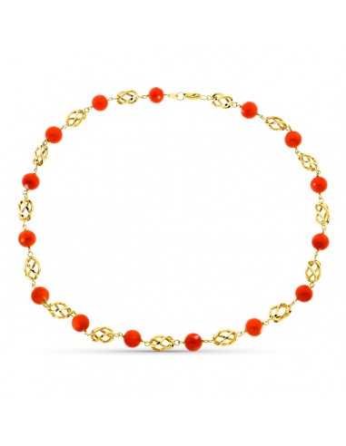 18K GARGANTILLA ORO AMARILLO JAULA CORAL FINO JAPONES 9-9.5 MM 50CM
