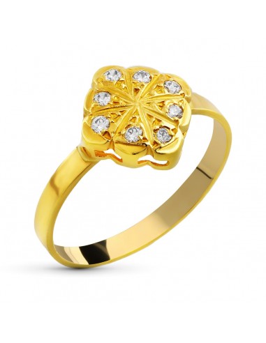 18K SORTIJA ORO AMARILLO MOTIVO CON CIRCONITAS. ANCHO: 9 MM