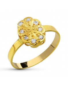 18K SORTIJA ORO AMARILLO MOTIVO OVALADO CON CIRCONITAS. MEDIDA: 10 X 8 MM