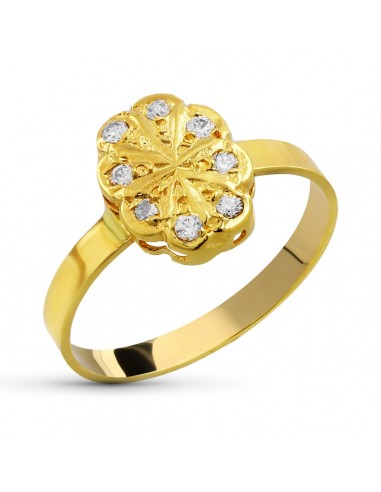 18K SORTIJA ORO AMARILLO MOTIVO OVALADO CON CIRCONITAS. MEDIDA: 10 X 8 MM
