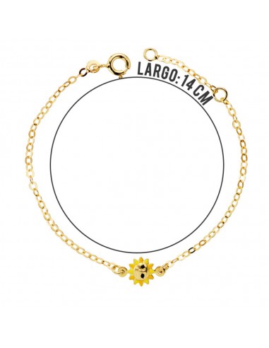 18K PULSERA NIÑA SOL ESMALTE 14.5CM
