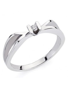 18K SORTIJA ORO BLANCO Y DIAMANTE NATURAL   0.046  QTS. ANCHO: 5 MM