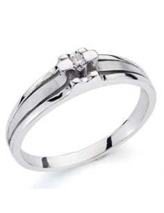 18K SORTIJA ORO BLANCO Y DIAMANTE NATURAL  0.042  QTS. ANCHO: 5MM