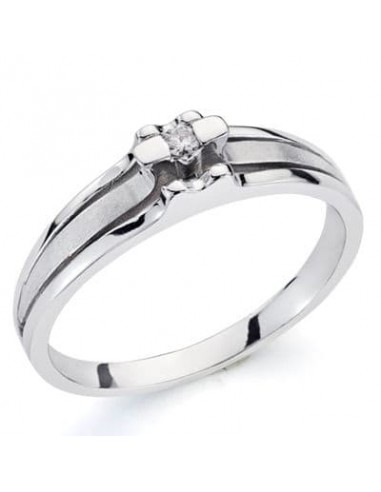 18K SORTIJA ORO BLANCO Y DIAMANTE NATURAL  0.042  QTS. ANCHO: 5MM