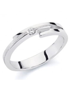 18K SORTIJA ORO BLANCO Y DIAMANTE NATURAL  0.046  QTS. ANCHO: 4MM