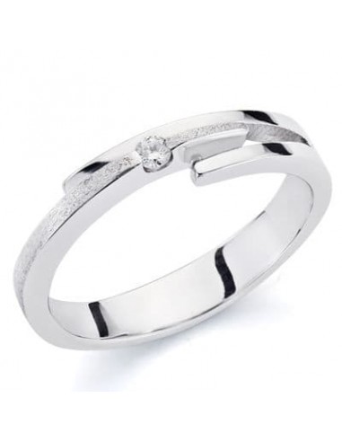 18K SORTIJA ORO BLANCO Y DIAMANTE NATURAL  0.046  QTS. ANCHO: 4MM