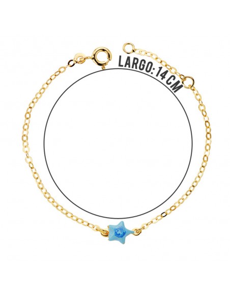 18K PULSERA BEBE ESTRELLA ESMAL.14CM