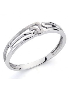 18K SORTIJA ORO BLANCO Y DIAMANTE NATURAL  0.010  QTS. ANCHO: 4 MM
