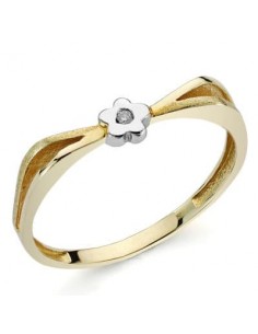 18K SORTIJA ORO BICOLOR CON DIAMANTE NATURAL   0.010 QTS. ANCHO: 4MM