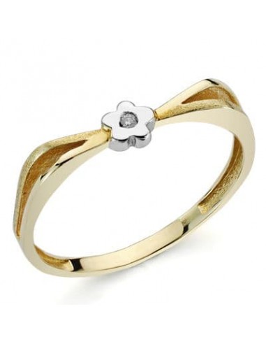 18K SORTIJA ORO BICOLOR CON DIAMANTE NATURAL   0.010 QTS. ANCHO: 4MM