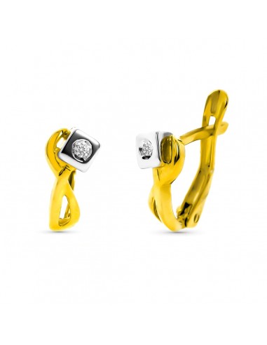 18K PENDIENTES ORO BICOLOR CON DIAMANTES NATURALES SI-H TALLA BRILLANTE. CIERRE CATALAN