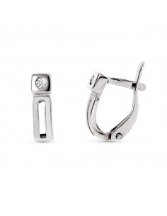 18K PENDIENTES ORO BLANCO CON DIAMANTES NATURALES. CIERRE CATALAN