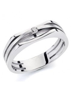 18K SORTIJA ORO BLANCO Y DIAMANTE NATURAL  0.046 QTS.