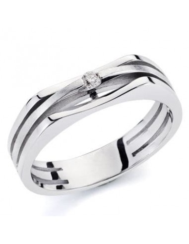 18K SORTIJA ORO BLANCO Y DIAMANTE NATURAL  0.046 QTS.