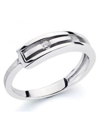 18K SORTIJA ORO BLANCO Y  DIAMANTE  NATURAL 0.046 QTS.