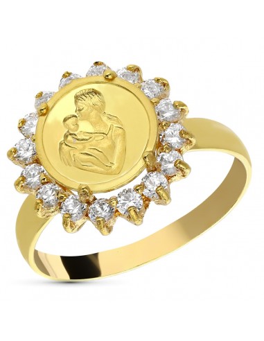 18K SORTIJA ORO AMARILLO MONEDA MADRE CON CIRCONITAS. ANCHO: 15 MM