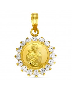18K COLGANTE ORO AMARILLO MADRE 16 CIRCONITA 15X15 MM