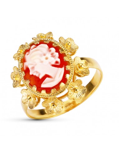 18K SORTIJA ORO AMARILLO CAMAFEO OVAL CON DETALLES. ANCHO: 18 5 MM
