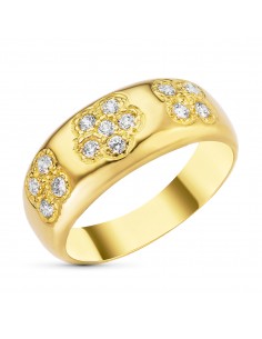 18K SORTIJA ORO AMARILLO FLORES CON CIRCONITAS. ANCHO: 8 5 MM