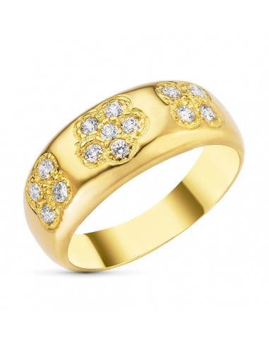 18K SORTIJA ORO AMARILLO FLORES CON CIRCONITAS. ANCHO: 8 5 MM