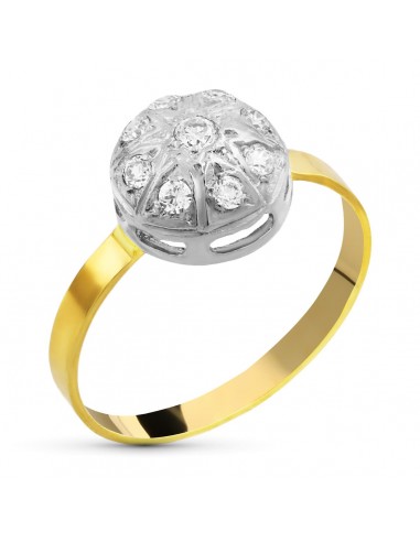 18K SORTIJA CIRCONITA ORO BLANCO Y ORO AMARILLO