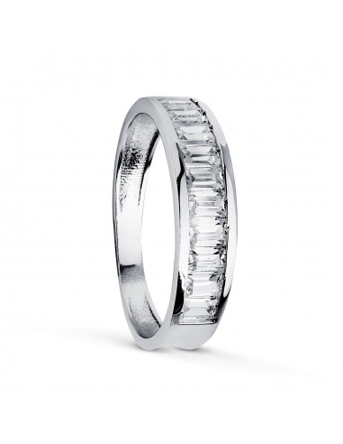 18K ALIANZA O ANILLO ORO BLANCO CIRCONITA BARRITAS. ANCHO: 4.5 MM.