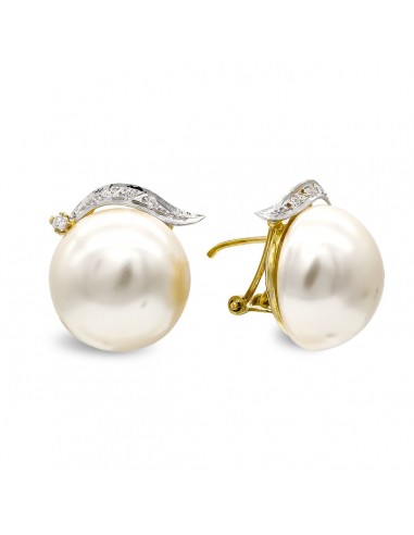18K PENDIENTES ORO AMARILLO Y PERLA SINTETICA RAMA 16 MM CIERRE OMEGA