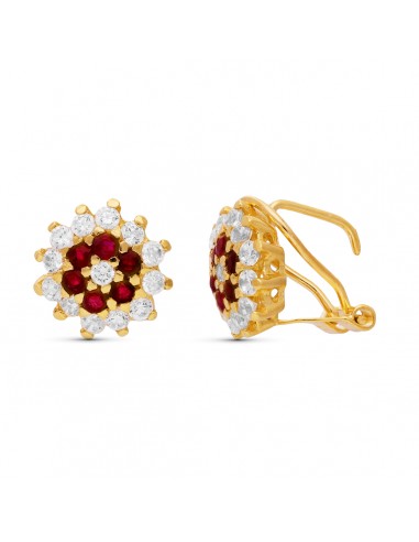 18K PENDIENTES ORO AMARILLO CUAJO REDONDO 19 CIRCONITA CIERRE OMEGA