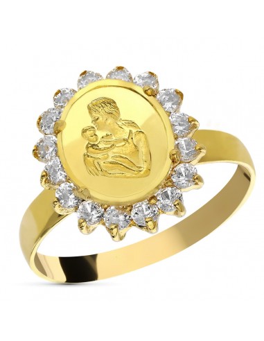 18K SORTIJA ORO AMARILLO MONEDA MADRE CON CIRCONITAS. ANCHO: 15 MM