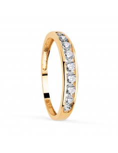 18K ALIANZA O ANILLO ORO AMARILLO CARRIL CON CIRCONITAS. ANCHO: 3 5 MM