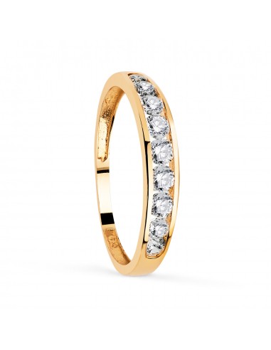 18K ALIANZA O ANILLO ORO AMARILLO CARRIL CON CIRCONITAS. ANCHO: 3 5 MM