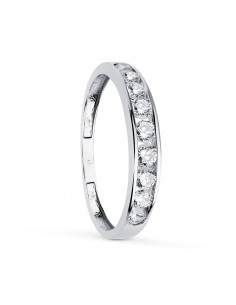 18K ALIANZA O ANILLO  ORO BLANCO CARRIL CIRCONITAS. ANCHO: 3.5 MM.
